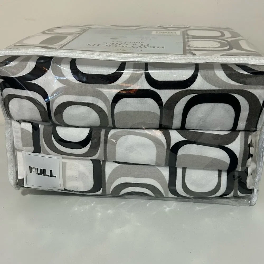 NWT Home Classics Full Size Flannel Sheet Set Heavyweight 100% Cotton Geometric